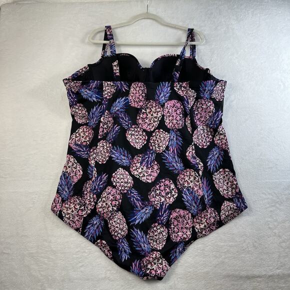 Torrid 5X 1 Piece Swimsuit Push Up Demi Slim Fix Padded Underwire Pineapple - Picture 6 of 15